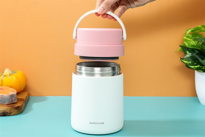 Bình đựng thức ăn giữ nhiệt inox 700 ml Lock&Lock LHC8042PIK Màu Hồng