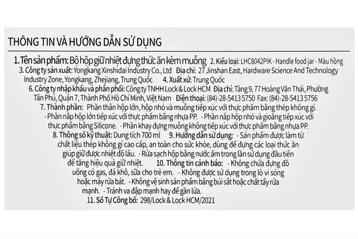 Bình đựng thức ăn giữ nhiệt inox 700 ml Lock&Lock LHC8042PIK Màu Hồng