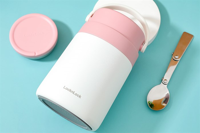 Bình đựng thức ăn giữ nhiệt inox 700 ml Lock&Lock LHC8042PIK Màu Hồng