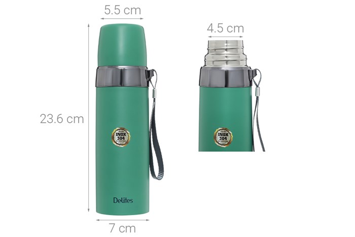 Bình giữ nhiệt inox 500 ml Delites Z53A Màu Xanh lá
