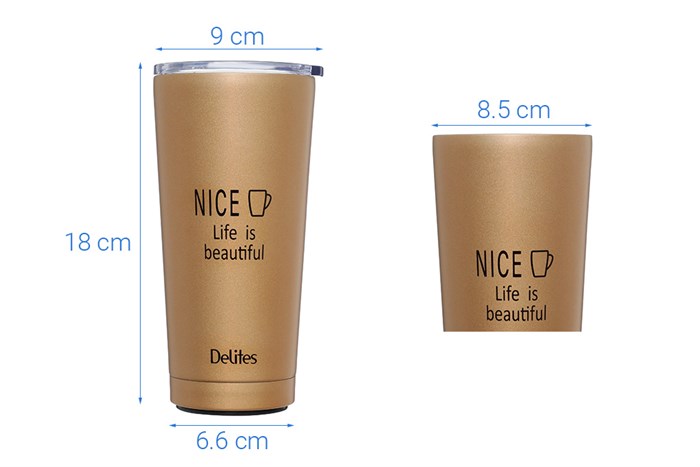 Ly giữ nhiệt inox 500 ml Delites Q10A Màu Vàng