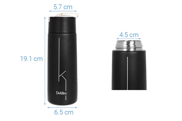 Bình giữ nhiệt inox 350 ml Delites K350B200 Màu Đen