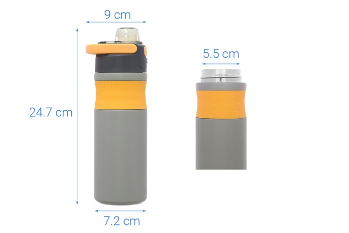 Bình giữ nhiệt inox 580 ml Delites TH2339 Xám Màu Xám