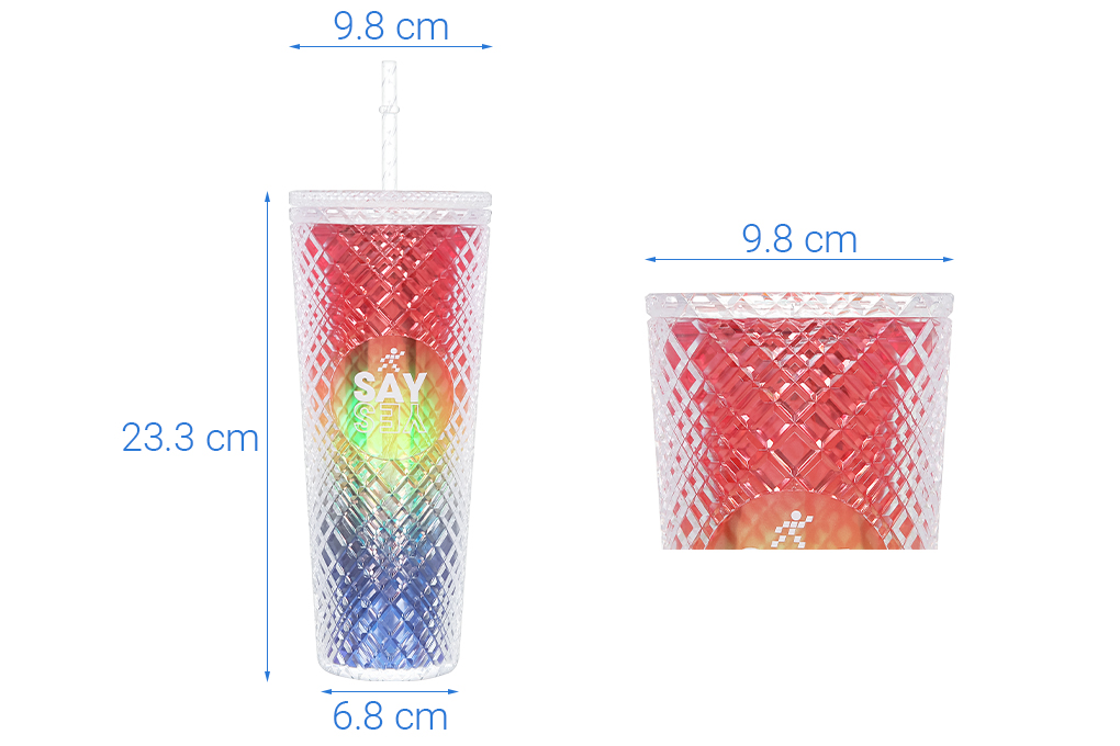Ly nhựa 2 lớp kèm ống hút DMX K750PP53C - 9