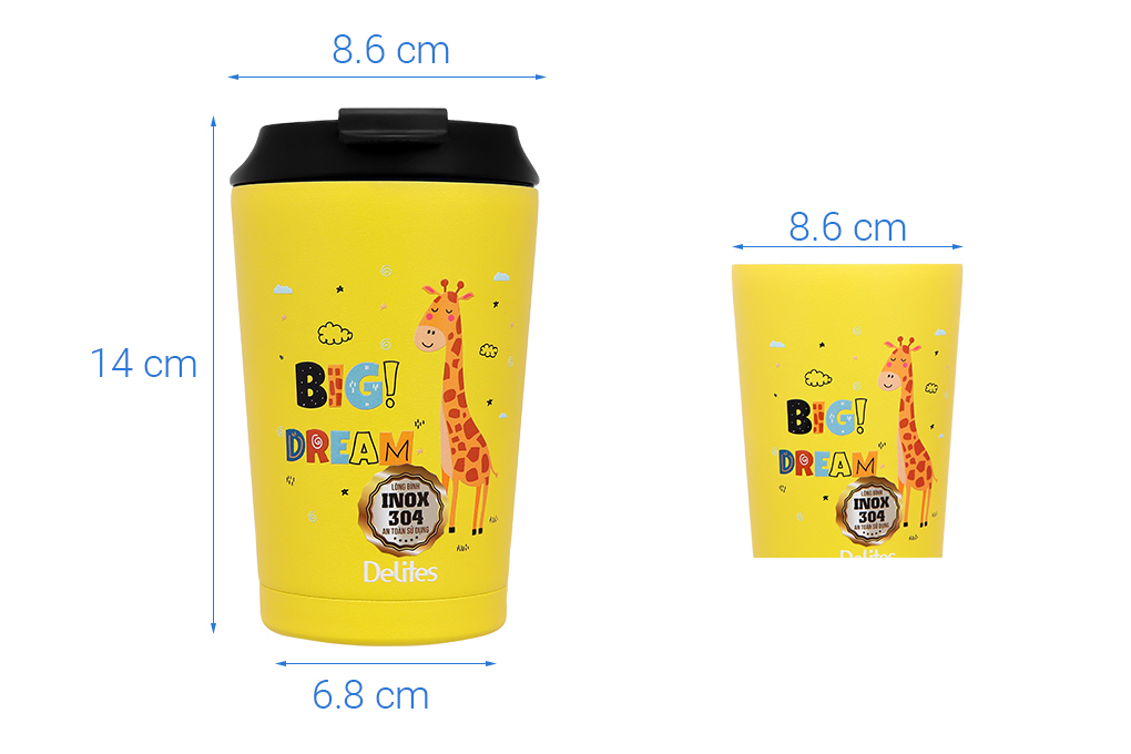 Ly giữ nhiệt inox 350 ml Delites Q60 Màu Vàng