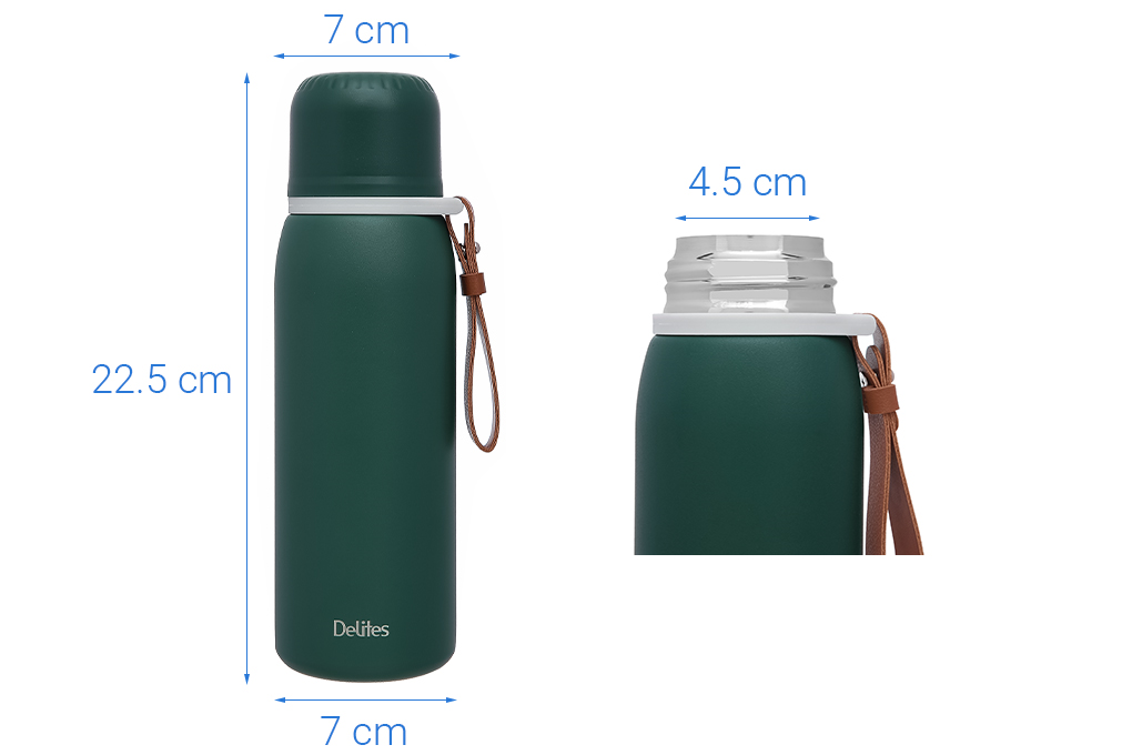 Bình giữ nhiệt Inox 500 ml Delites Z102 xanh lá Màu Xanh lá