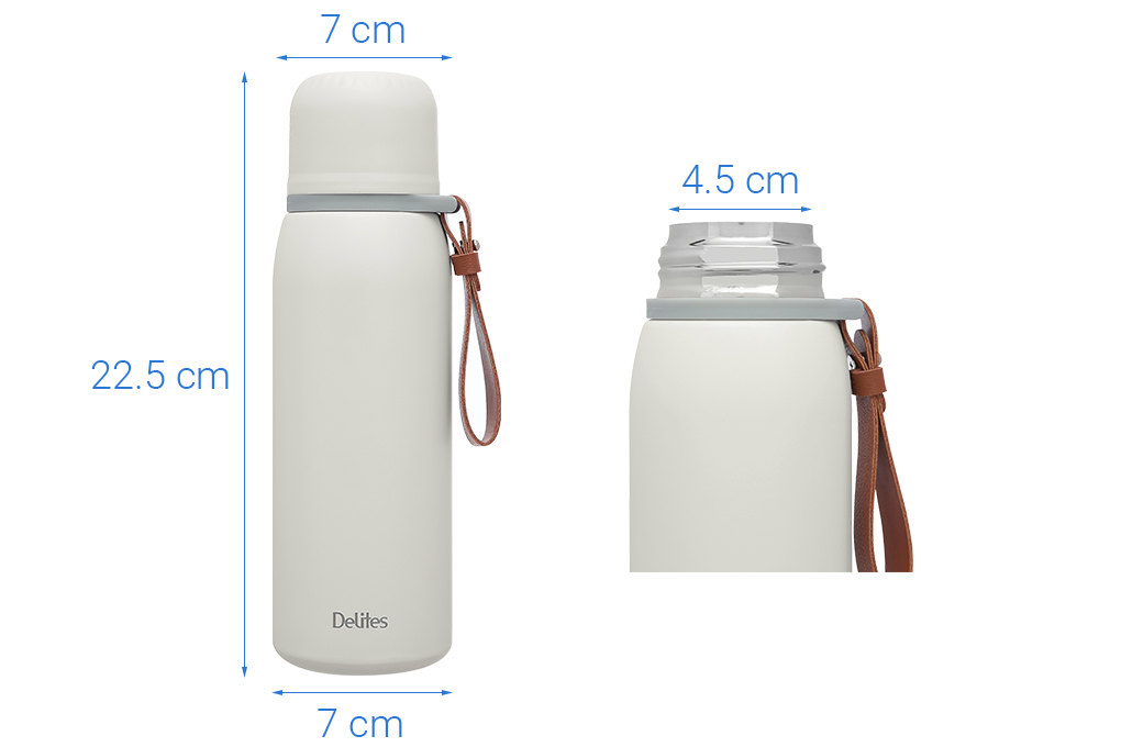 Bình giữ nhiệt Inox 500 ml Delites Z102 trắng Màu Trắng