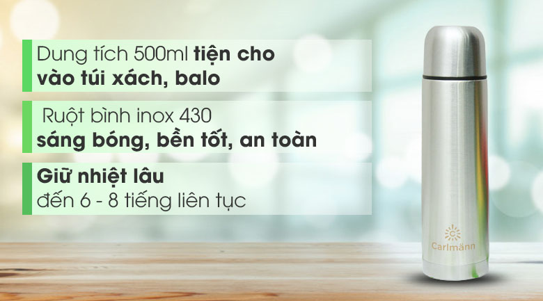 Bình giữ nhiệt inox 500 ml Carlmann