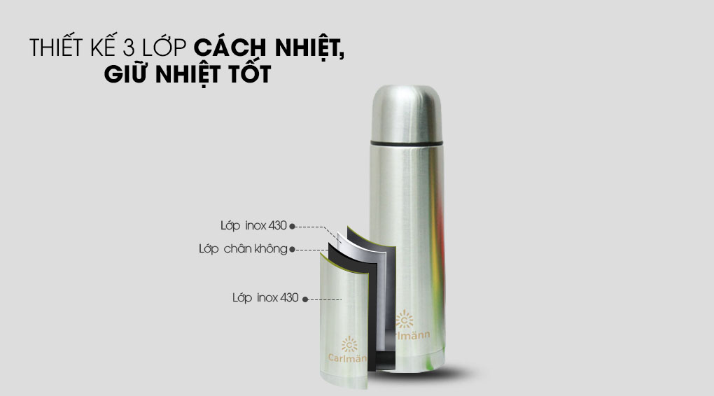 Bình giữ nhiệt inox 500 ml Carlmann