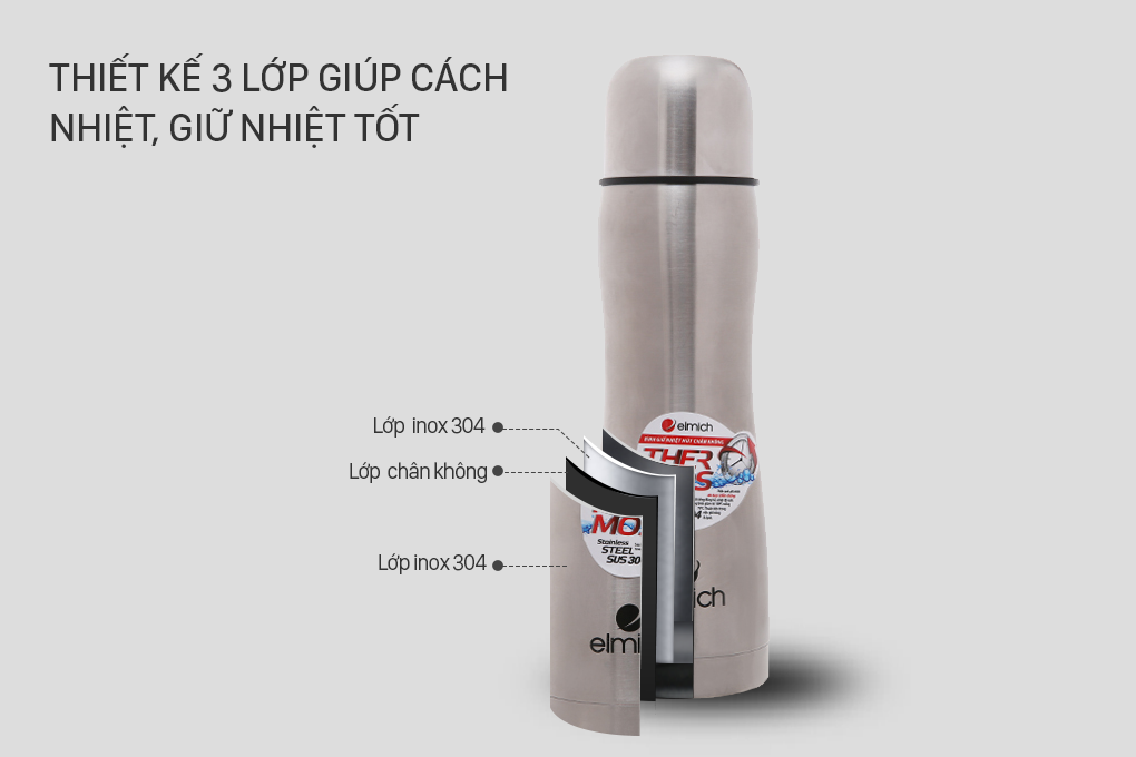 Bình giữ nhiệt inox 500 ml Elmich N5