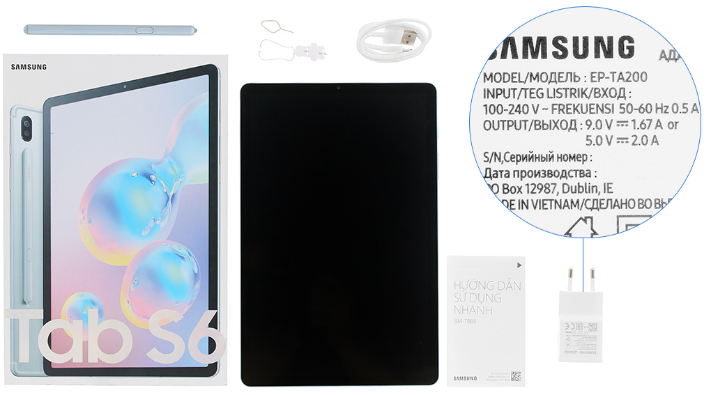 Bộ sản phẩm gồm: Sách hướng dẫn, Bút cảm ứng, Cây lấy sim, Hộp máy, Cáp Type C - Type A, Củ sạc nhanh rời đầu Type A