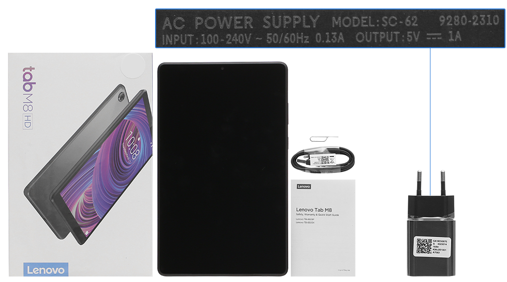 Bộ sản phẩm gồm: Sách hướng dẫn, Cáp chuyển, Hộp máy, Củ sạc rời đầu Type A