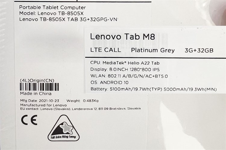 Máy tính bảng Lenovo Tab M8 Màu Xám