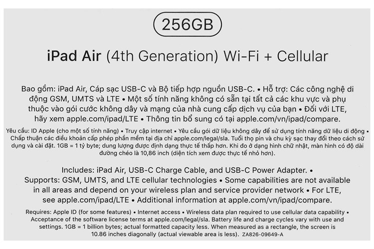 Máy tính bảng iPad Air 4 Wifi Cellular 256GB (2020) Màu Xanh Dương