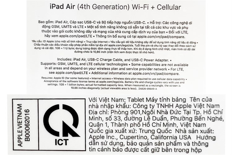 Máy tính bảng iPad Air 4 Wifi Cellular 256GB (2020) Màu Xanh lá