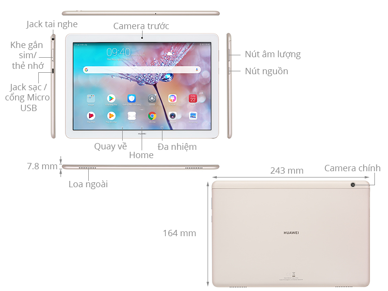 Huawei Mediapad T5 10.1 inch (3GB/32GB) Vàng