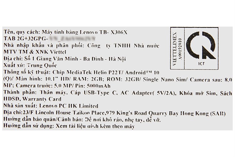 Máy tính bảng Lenovo Tab M10 - Gen 2 Màu Xám