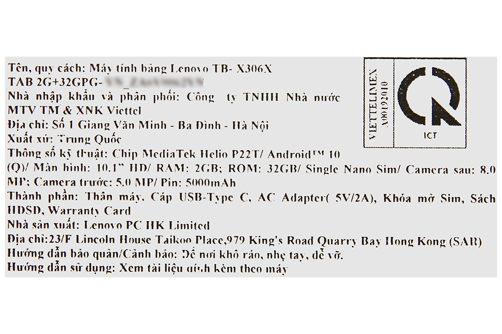 Máy tính bảng Lenovo Tab M10 - Gen 2 Màu Xám