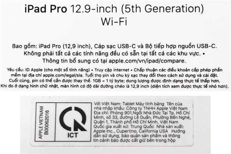 Máy tính bảng iPad Pro M1 12.9 inch WiFi 128GB (2021) Màu Xám