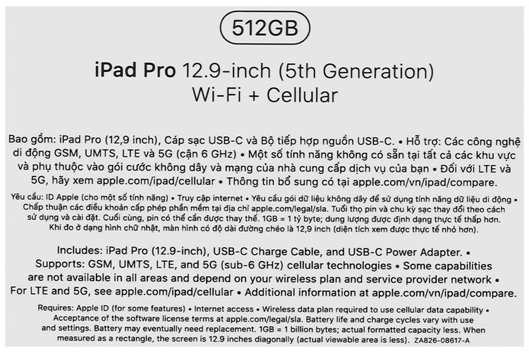 Máy tính bảng iPad Pro M1 12.9 inch WiFi Cellular 256GB (2021) Màu Xám