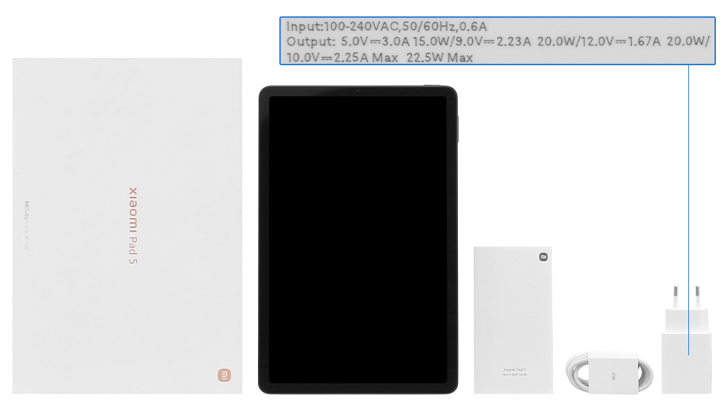 Bộ sản phẩm gồm: Sách hướng dẫn, Hộp máy, Cáp Type C - Type A, Củ sạc nhanh rời đầu Type A