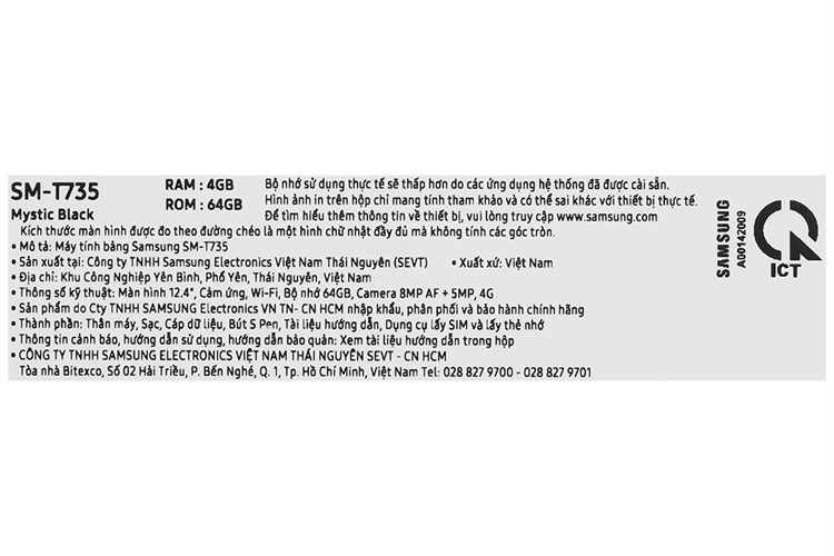 Máy tính bảng Samsung Galaxy Tab S7 FE 4G Màu Đen