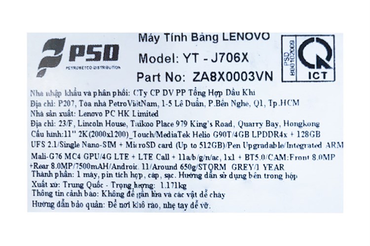 Máy tính bảng Lenovo Yoga Tab 11 Màu Xám