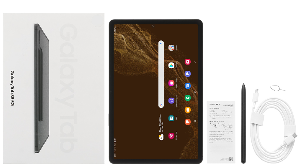 Bộ sản phẩm gồm: Sách hướng dẫn, Bút cảm ứng, Cây lấy sim, Hộp máy, Cáp Type C - Type C