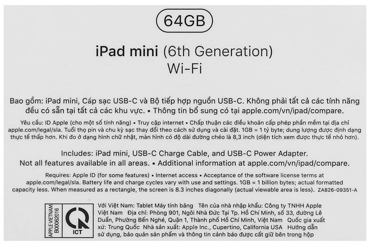 Máy tính bảng iPad mini 6 WiFi 64GB Màu Hồng