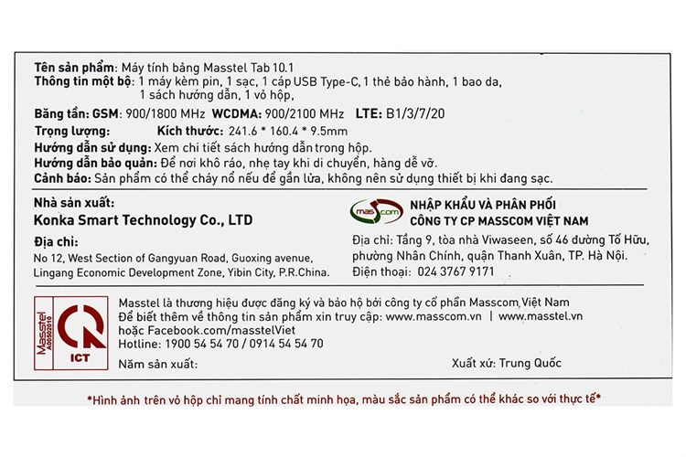 Máy tính bảng Masstel Tab 10.1" 4G 3GB/32GB Màu Vàng