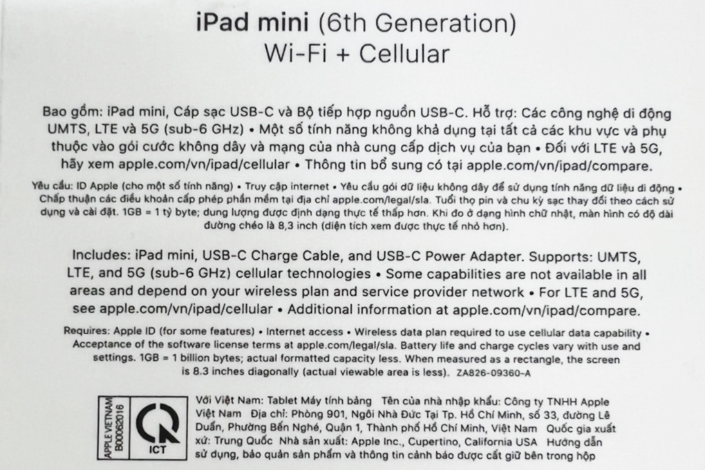 Máy tính bảng iPad mini 6 5G 64GB Màu Tím