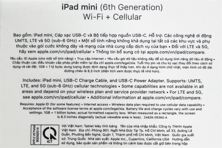 Máy tính bảng iPad mini 6 WiFi Cellular 256GB Màu Hồng