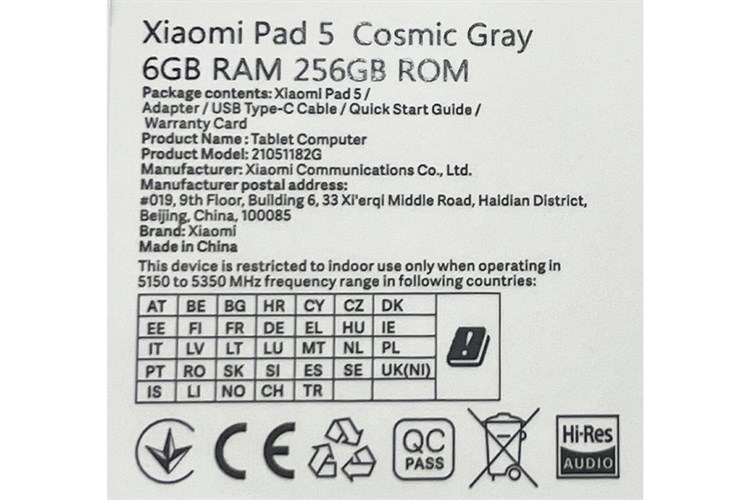 Máy tính bảng Xiaomi Pad 5 256GB Màu Xám