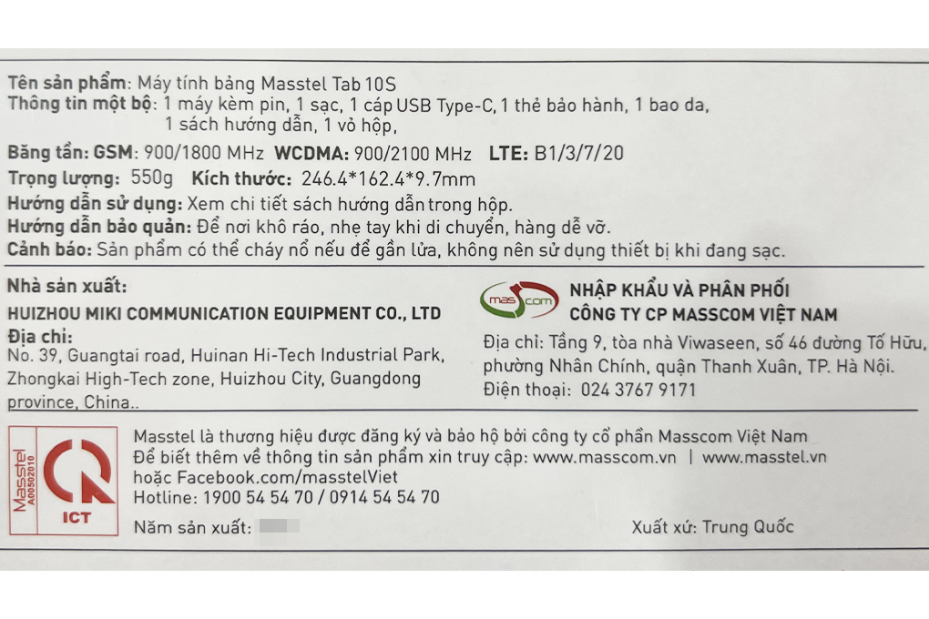 Máy tính bảng Masstel Tab 10S Màu Đen