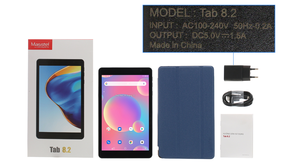 Bộ sản phẩm gồm: Sách hướng dẫn, Bao da, Cáp Micro USB, Hộp máy, Củ sạc rời đầu Type A