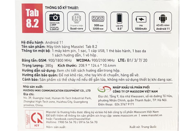 Máy tính bảng Masstel Tab 8.2 Màu Xanh Navy