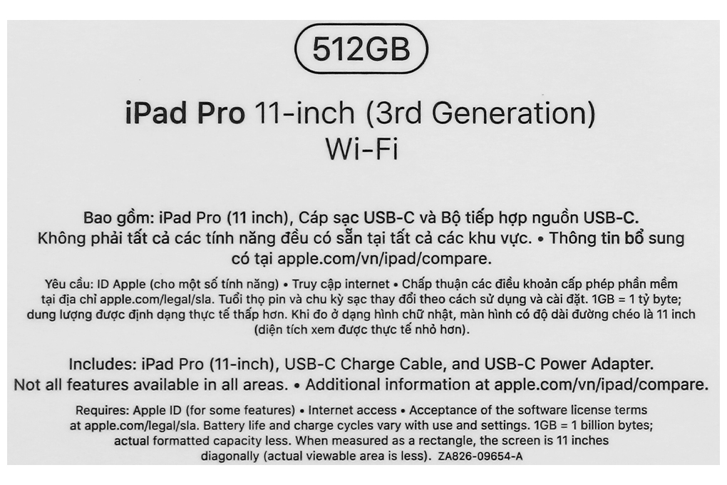 Máy tính bảng iPad Pro M1 11 inch WiFi 512GB (2021) Màu Bạc