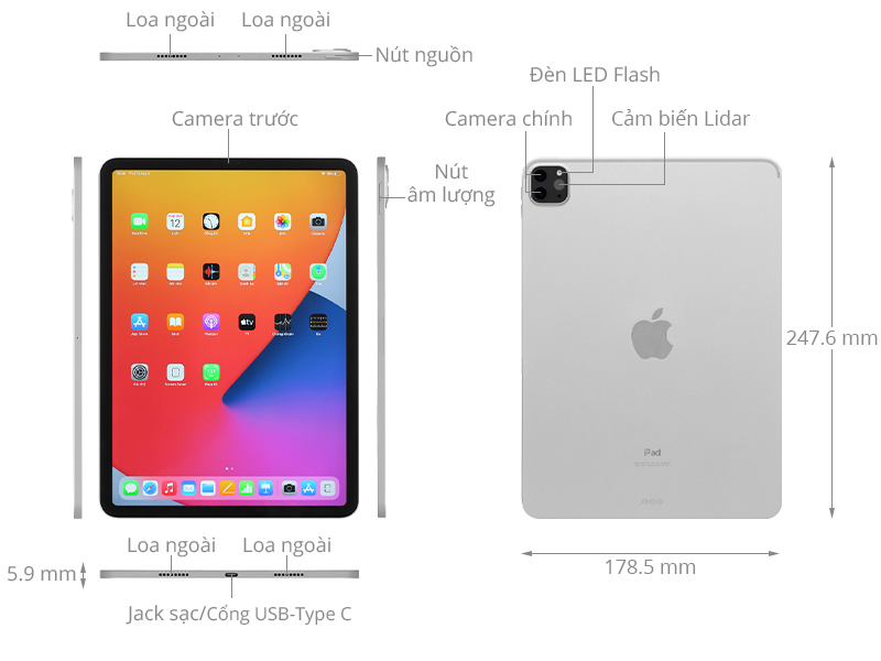 Máy tính bảng iPad Pro M1 11 inch WiFi 1TB (2021)