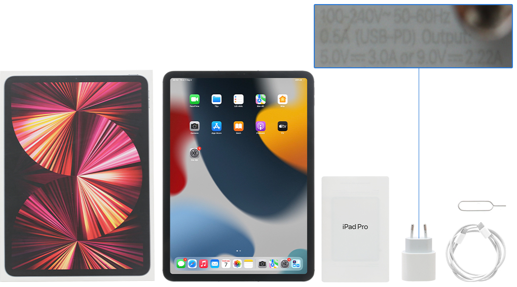 Bộ sản phẩm gồm: Sách hướng dẫn, Cây lấy sim, Hộp máy, Cáp Type C - Type C, Củ sạc nhanh rời đầu Type C