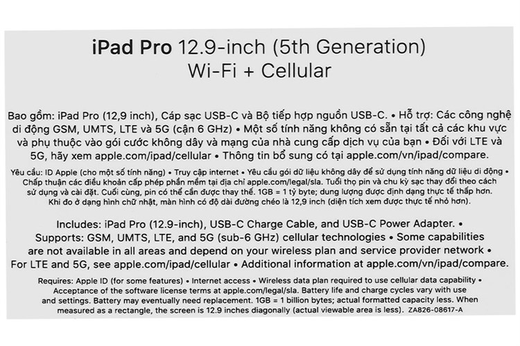 Máy tính bảng iPad Pro M1 12.9 inch WiFi Cellular 1TB (2021) Màu Xám