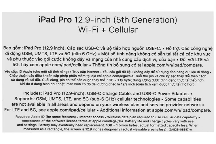 Máy tính bảng iPad Pro M1 12.9 inch WiFi Cellular 2TB (2021) Màu Xám