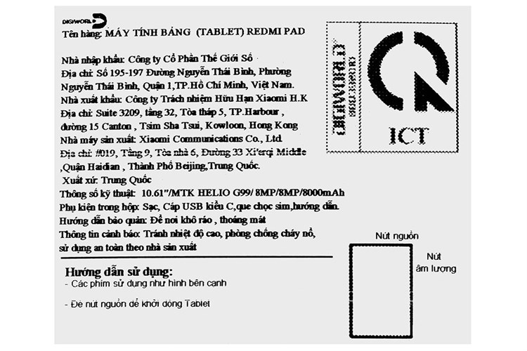 Máy tính bảng Xiaomi Redmi Pad (3GB/64GB) Màu Xanh