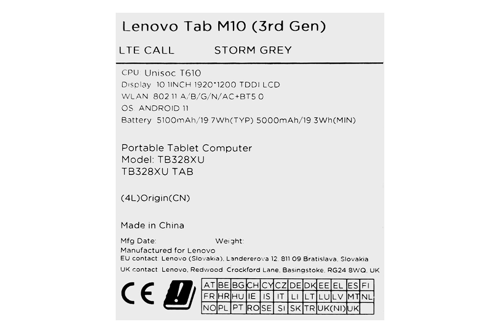 Máy tính bảng Lenovo Tab M10 4G 3GB/32GB Màu Xám