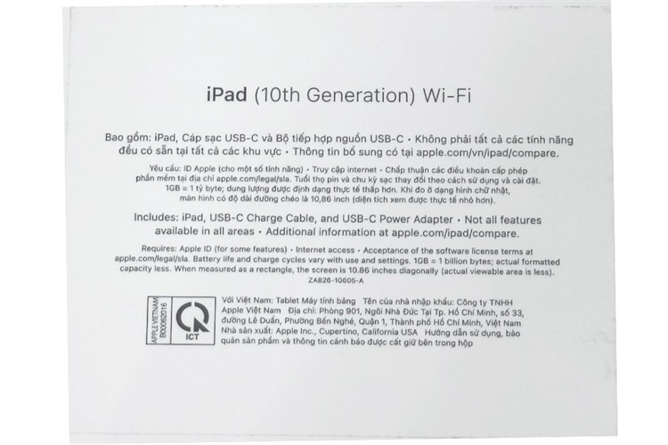 Máy tính bảng iPad 10 WiFi 256GB Màu Hồng