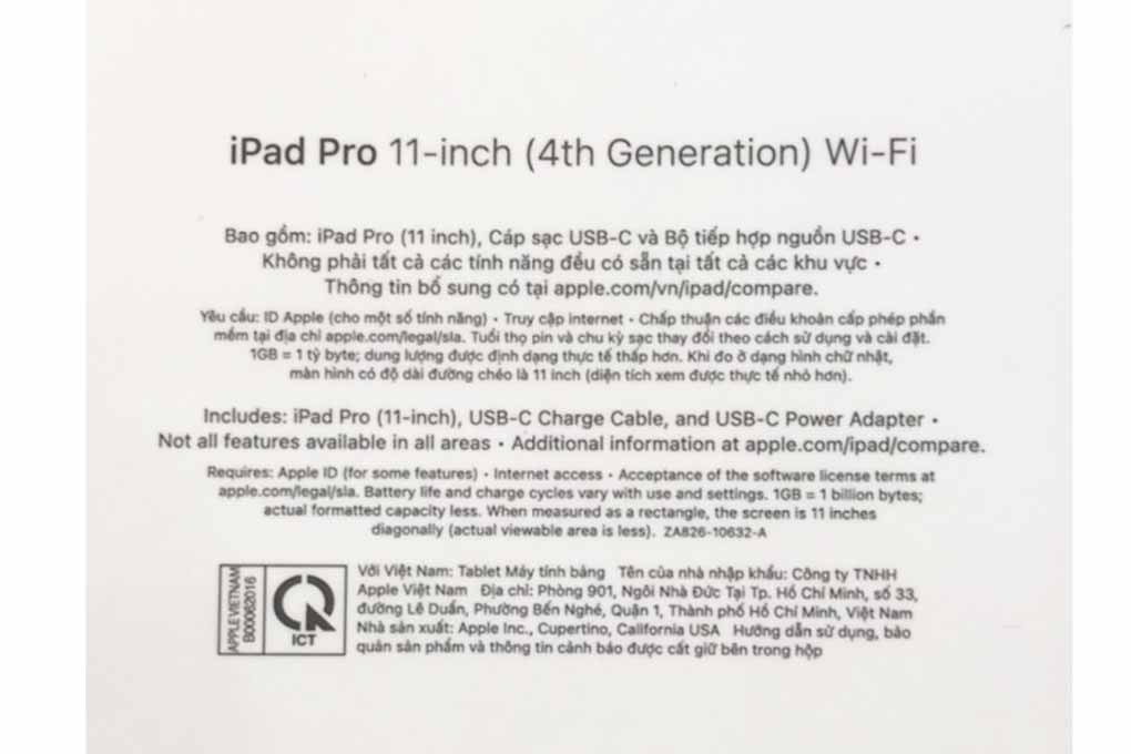 Máy tính bảng iPad Pro M2 11 inch WiFi 2TB Màu Xám