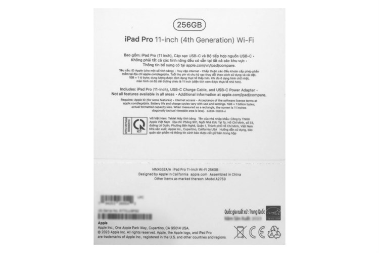 Máy tính bảng iPad Pro M2 11 inch WiFi Cellular 256GB Màu Xám