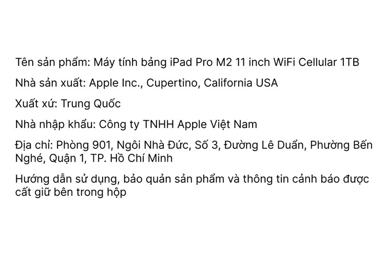 Máy tính bảng iPad Pro M2 11 inch WiFi Cellular 1TB Màu Xám
