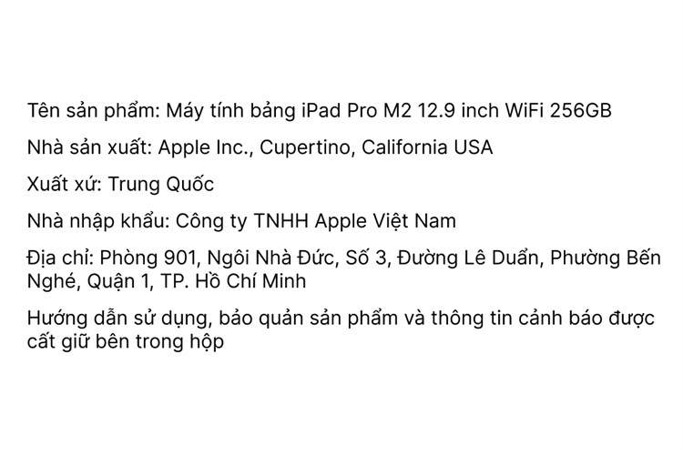Máy tính bảng iPad Pro M2 12.9 inch WiFi 256GB Màu Xám