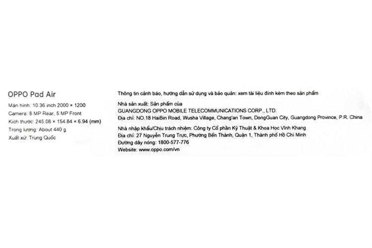 Máy tính bảng OPPO Pad Air WiFi 4GB/128GB Màu Tím