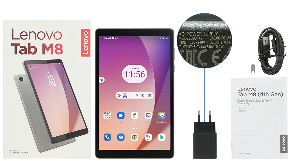 Bộ sản phẩm gồm: Sách hướng dẫn, Hộp máy, Cáp Type C - Type A, Củ sạc rời đầu Type A